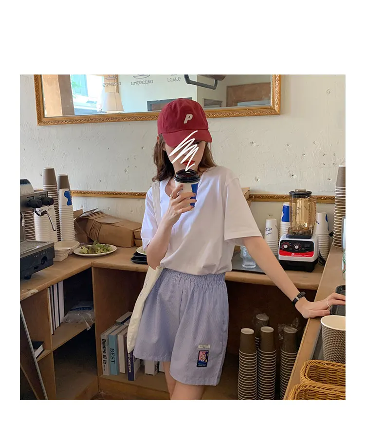 burberry shorts 2022 summer style short harajuku korean fashion personality vintage friends sweet striped sticker high waist shorts women birddog shorts