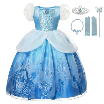 

Girls Summer Dress Cosplay Costume Girl Princess Dress Sequins Tulle Floral Ball Gown Dresses