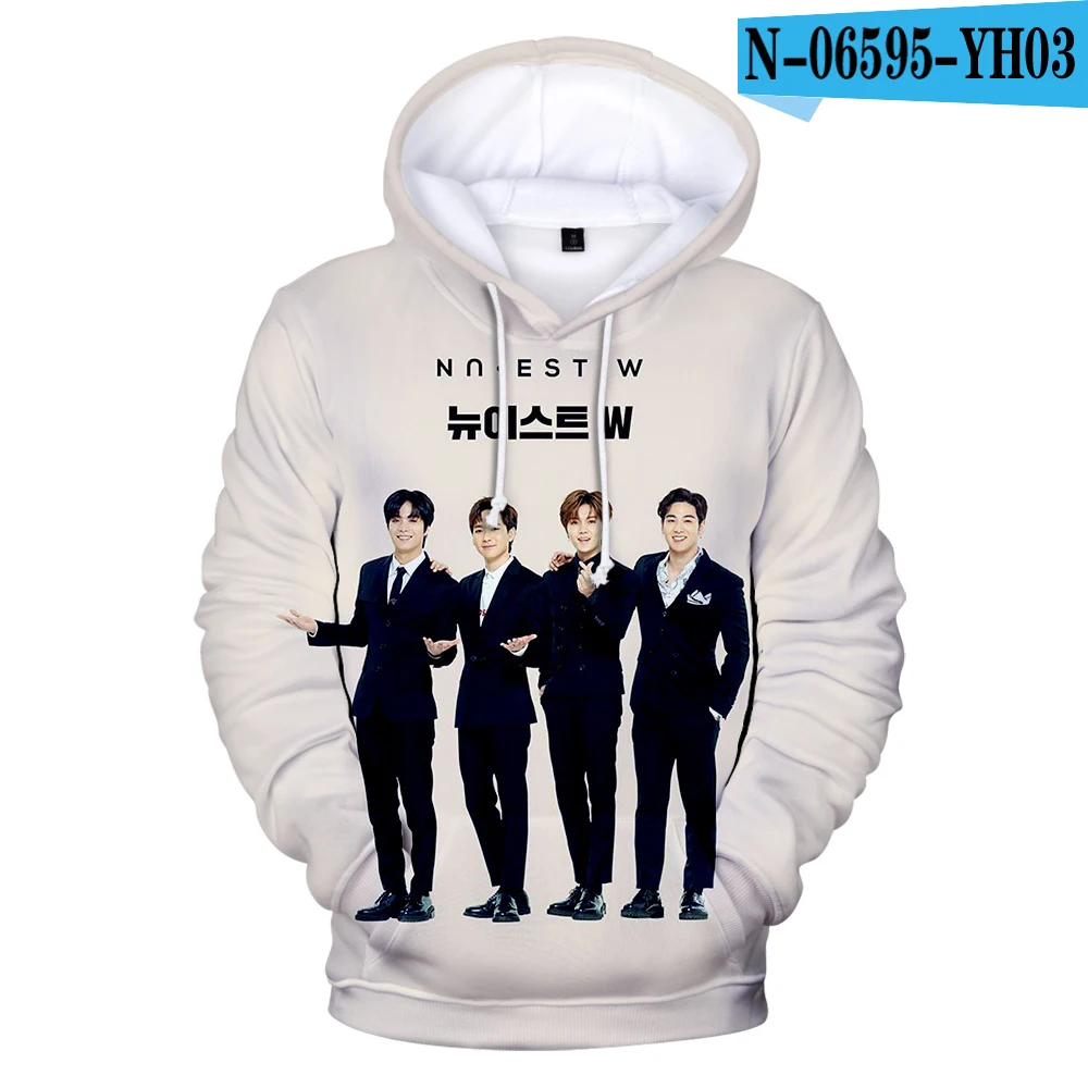 NU'EST 3D толстовки Толстовка Kpop корейский Повседневный длинный рукав мода мягкие толстовки - Цвет: Черный