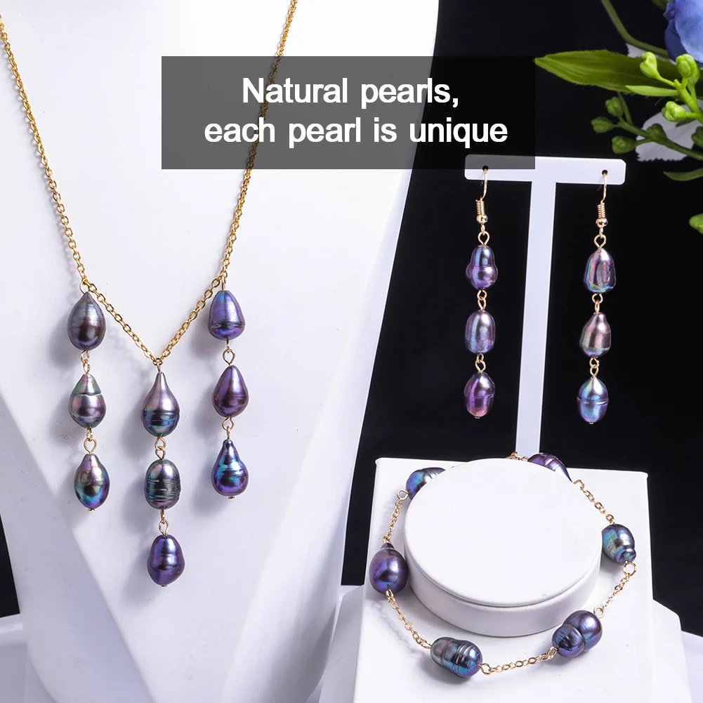 

Imitation Tahitian Baroque Jewelry Sets Hawaiian Polynesian Jewellery Set Trend Natural Pearls Earrings Necklaces Set for Women