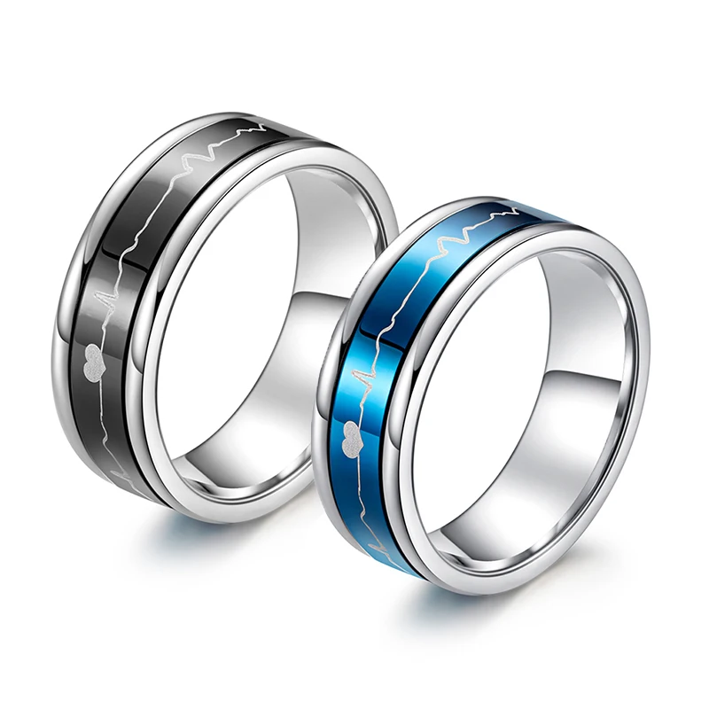 Обручальные кольца из нержавеющей стали с сердечками для мужчин и женщин цвета: