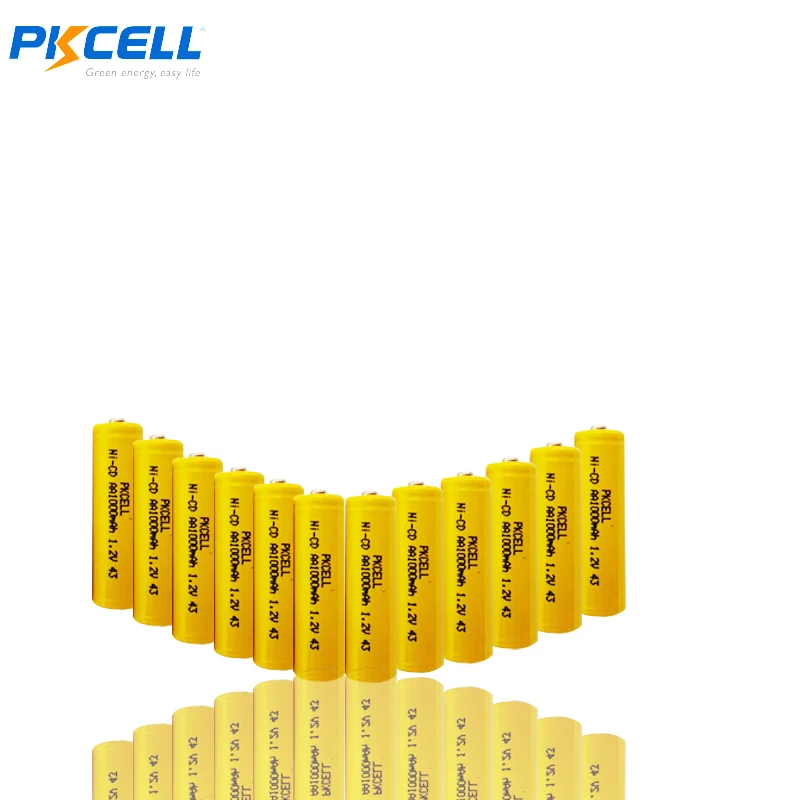 

10Pcs PKCELL 1.2V aa 1000mah Rechargeable NICD Battery Button Top For LED Emergency Lamp Electric Tooth Brushes Solar Lawn Lamp