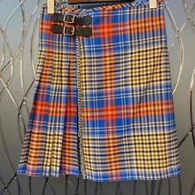 Новинка года; сезон осень-зима; Женская клетчатая юбка разных цветов с разрезом; 1115