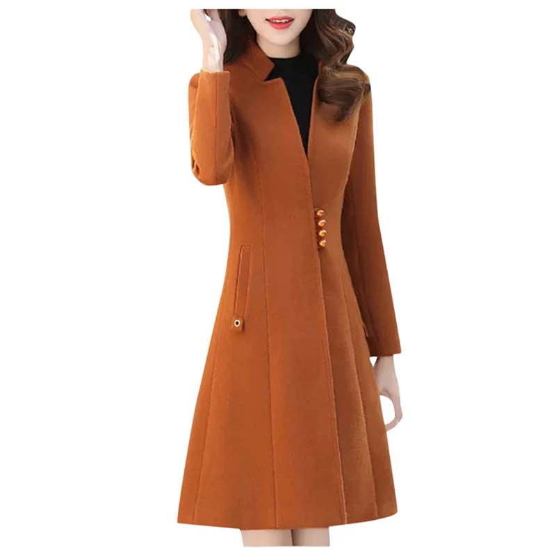 

CHAMSGEND Plus Size Hooded Skirted Coat Single Thick Women Gothic Autumn Winter Turn-Down Collar Coats Solid 2019 Autumn 923