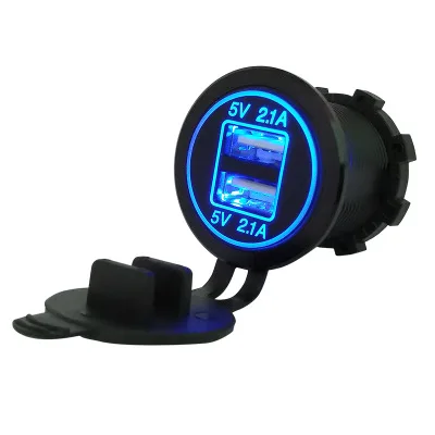 5 в 4.2A автомобильное USB зарядное устройство двойной usb зарядный порт измеритель напряжения вольтметр подходит для большинства напряжений 12-24 В - Цвет: Синий