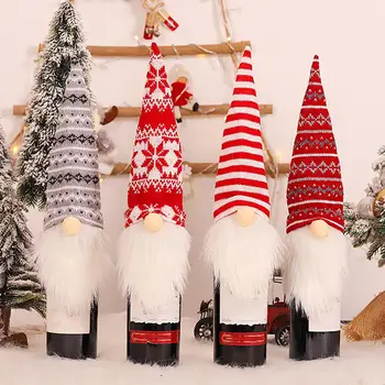 

2021 Christmas Santa Gnome Wine Champagne Bottle Cover Cap Party Dinner Holiday Decor Wine Bottle Cover New Year Gift