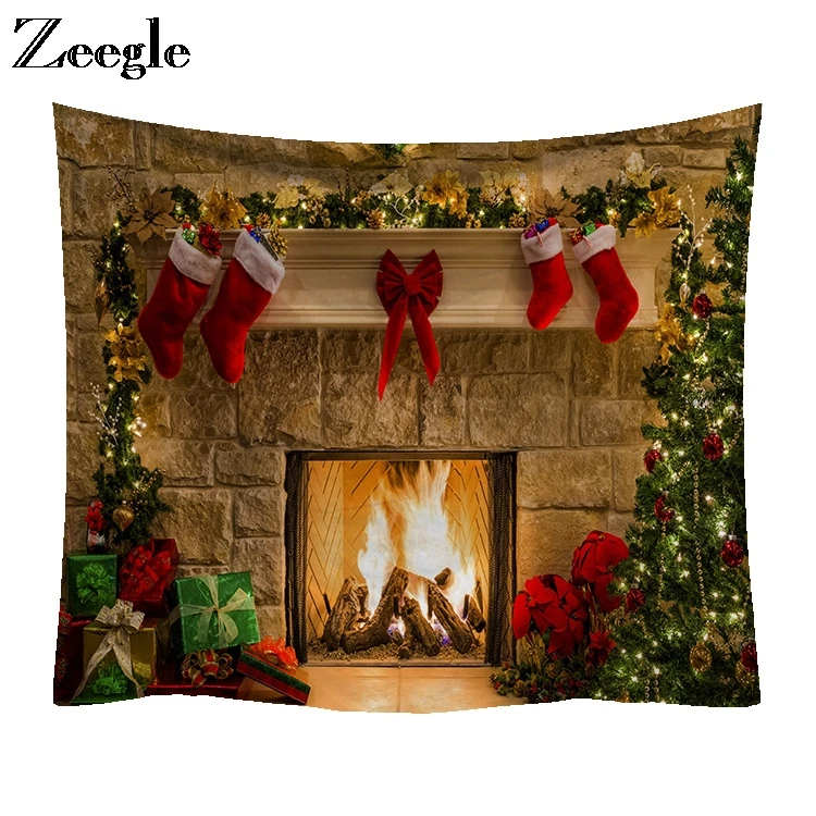 Zeegle Christmas Tapestry New Year Blanket Sofa Chair Blanket Bedroom Account Picnic Mat Beach Towel Home Decoration Tapestry