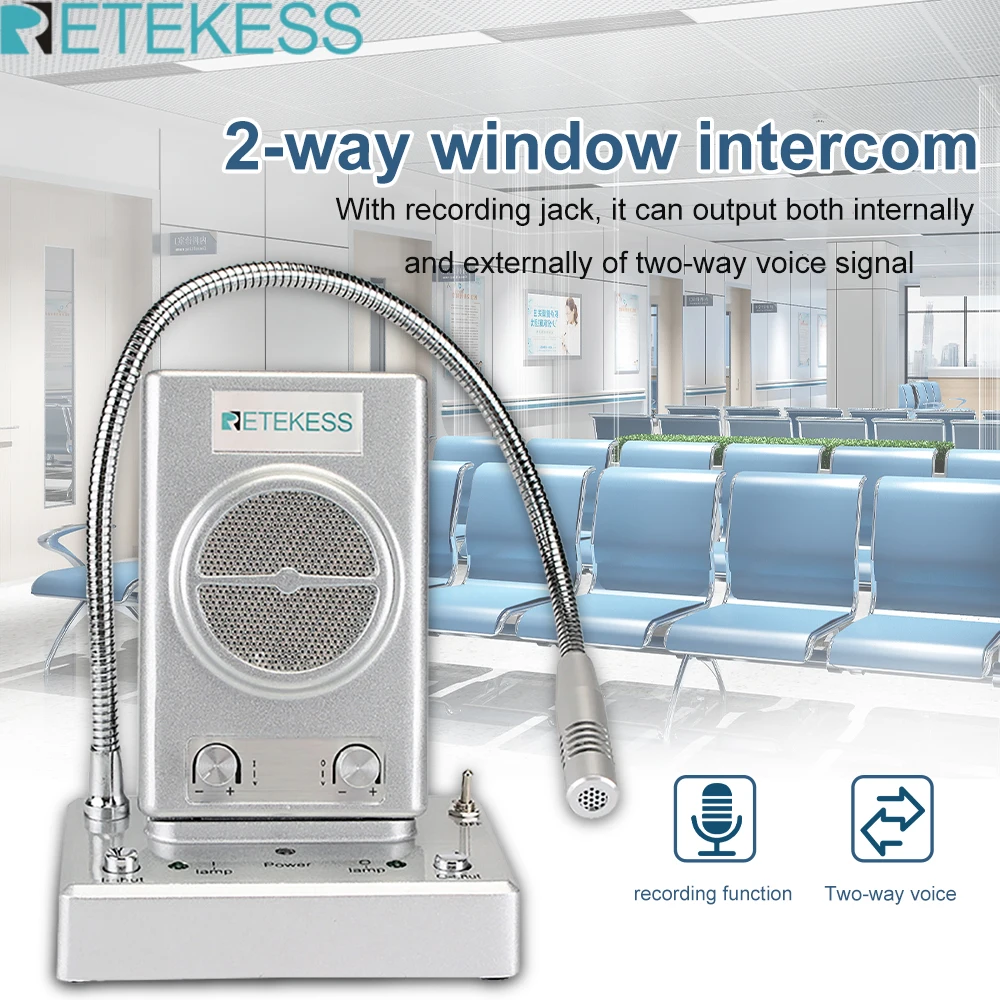 Система внутренней связи RETEKESS TW102 3W для ресторана банка офиса столовой аптеки 2 сторонняя Голосовая система|