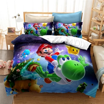 

New Cartoon 3d Mario Bro Bedding Sets Kids Adult Gift Duvet Cover Set with Pillowcases Twin Full Queen King Size Bed Linens Set