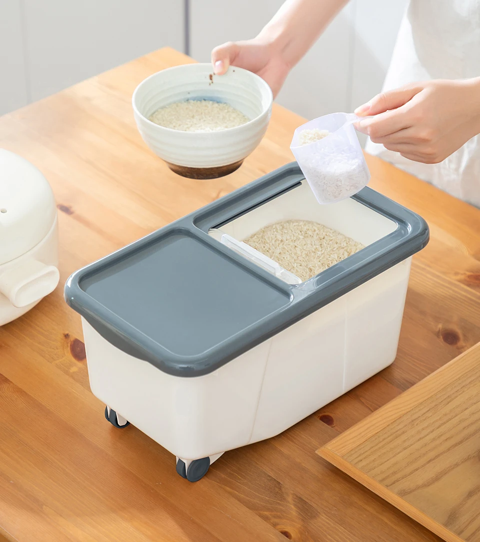 BNBS Kitchen Plastic Storage Rice Box Containers For Food Cereals Flour Sealed Box Crisper Rice Cans Kitchen Items Supplies