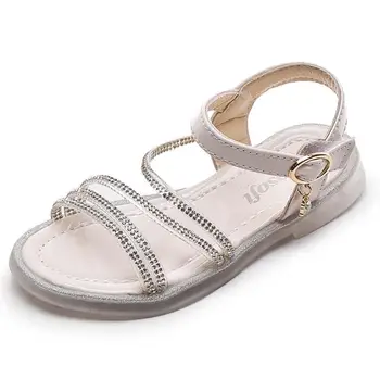 

Children's Sandals High Quality Kids Footwear PU Sandals Sequined Girls Elegant Single Shoes Party Flat Sandal