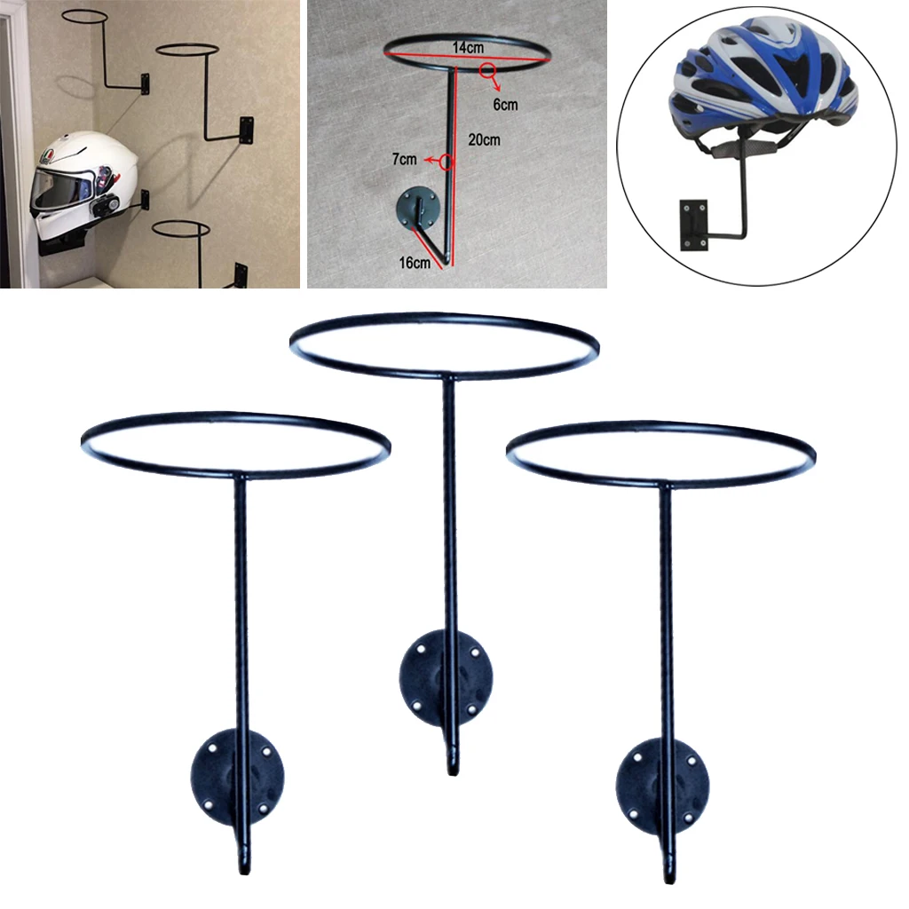 3pcs Metal Wall Mount Helmet Display Holder Stand Hook Rack Hanger Storage