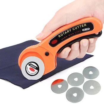 

45mm Rotary Cutter Sewing with 5PCS 45mm Blades Round Cloth Guiding Cutting Machine Quilting Fabric Craft Tool Kit