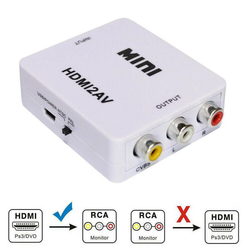  Bianco Composito 1080P HDMI A RCA Audio Video CVBS AV Adattatore Convertitore Per La TV HD Mini HDM