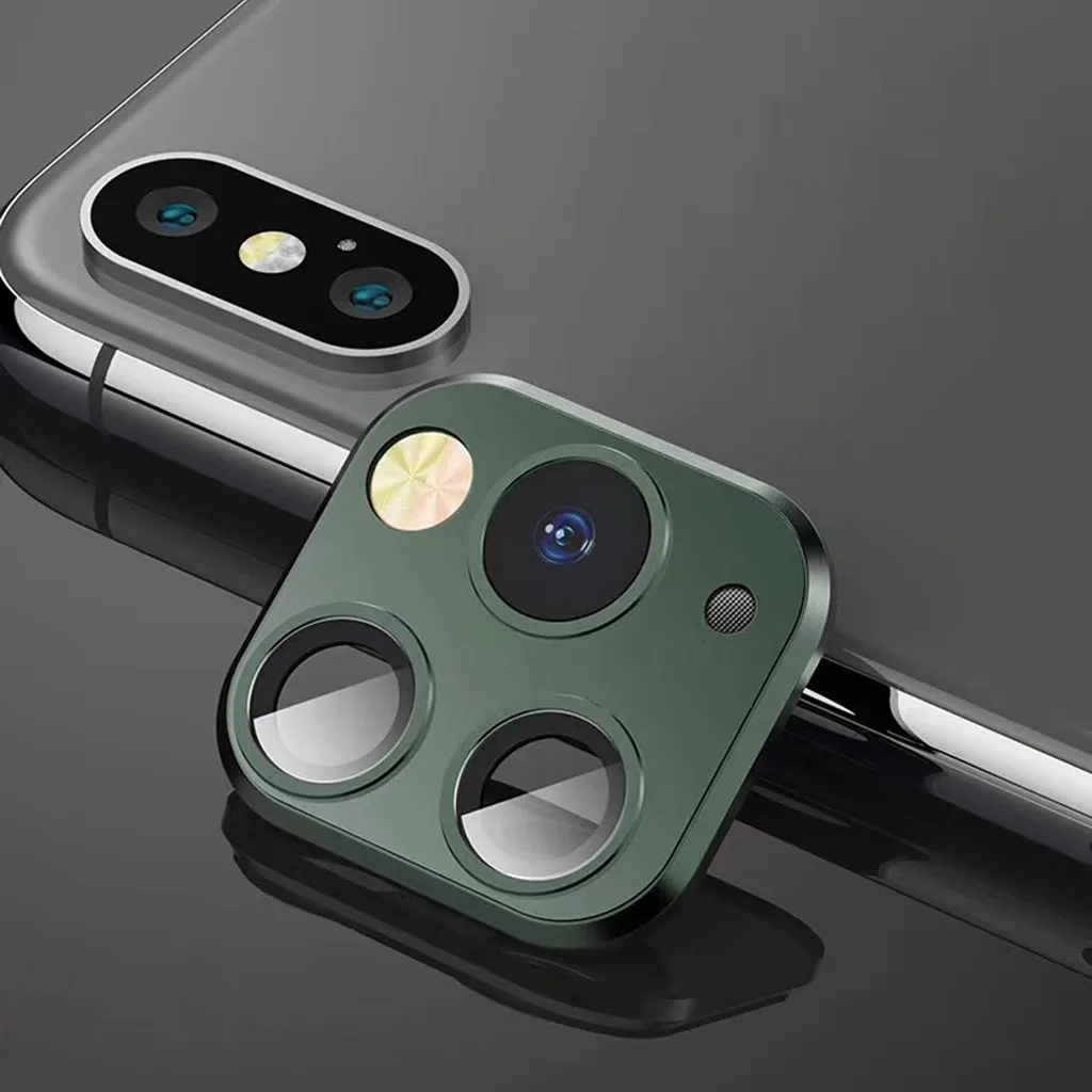 For iPhone X XS MAX Camera Change To Fake iPhone 11 Pro Max Camera Lens Seconds Change Protector Ring Cover Metal Lens Screen #B