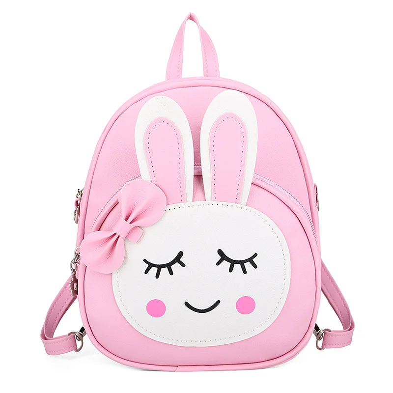 

New Style Bunny Children's Bags Kindergarten Girls Backpack Burden Relieving Waterproof Crossbody Bag PU Schoolbag Fashion