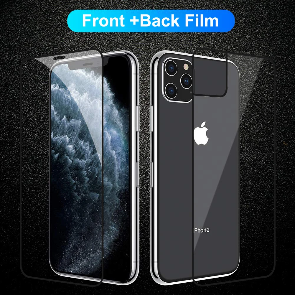 

21D Full Body Glass Film for iPhone 11 Pro Max Full Cover Front+Rear Back Screen Protector Tempered Glass Film Guard Cover