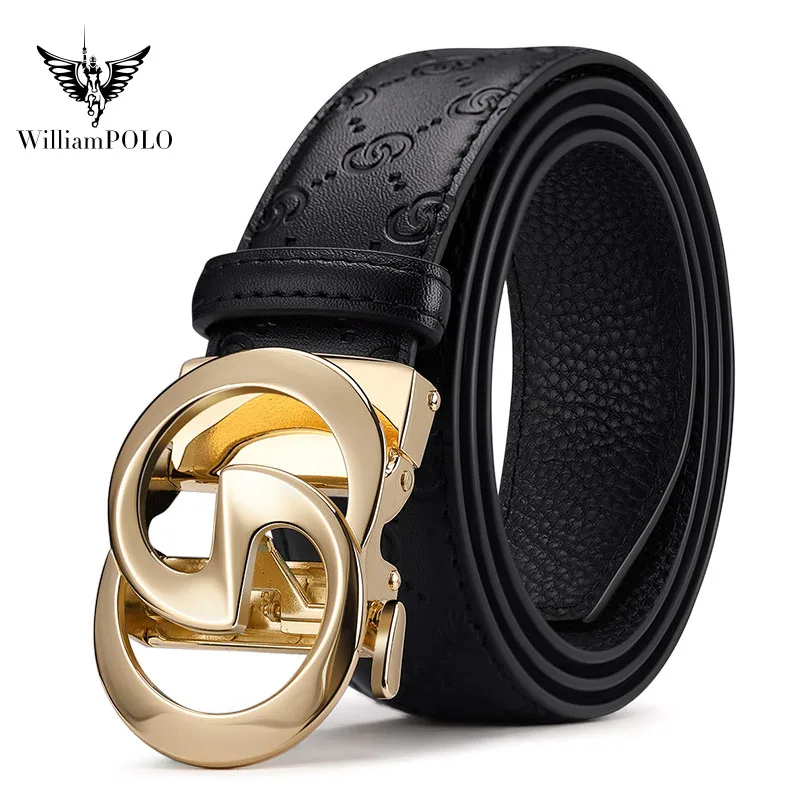 WILLIAMPOLO men's belts men's fashion automatic buckle layer cowhide joker men's belts business leisure youth belts