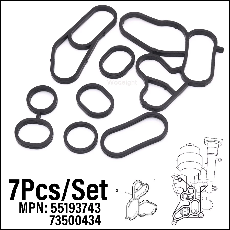 Wooeight 7x Gasket Fit for Opel Vauxhall Alfa Fiat NEMO DOBLO FIORINO GRANDE PUNTO Suzuki 55193743 73500434 5650366 55210712