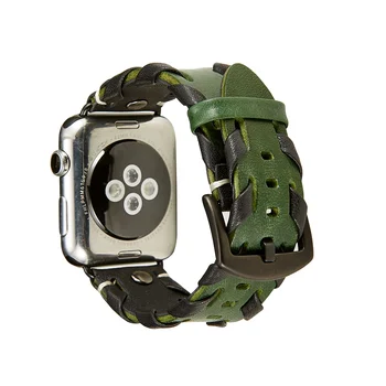

Woven Leather Bracelet For Apple Watch Band 38mm 40mm 42mm 44mm Real Leather Strap For Apple iWatch Watchband Series 1 2 3 4 5