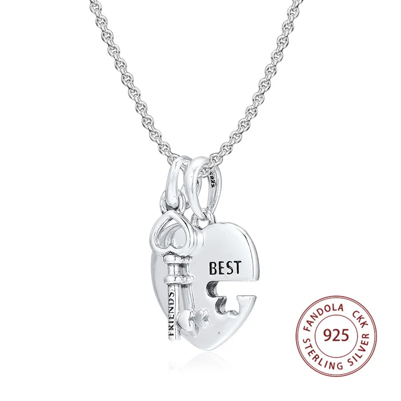 CKK Fit Pandora браслет ожерелье стерлингового серебра 925 лучшие друзья Сердце& брелоки подвески серебро 925 DIY ювелирные изделия аксессуары