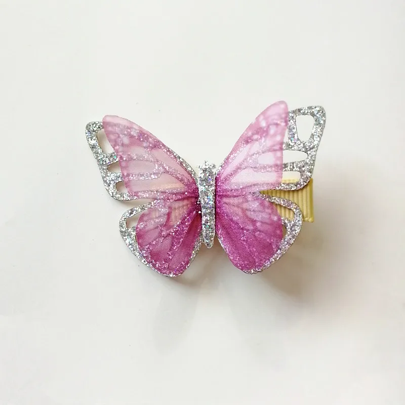 2pcs/lot Summer Printing Butterfly Kid Hair Clip Cute Girls Gauze Multicolor Hair Grip Hair Barrette Floral Kids Hair Accessory