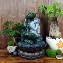 Ручная работа Сидящая фигурка спящего Будды Проточная вода светодиодный фонтан дзен гостиная фэн-шуй водный Пейзаж украшения для дома