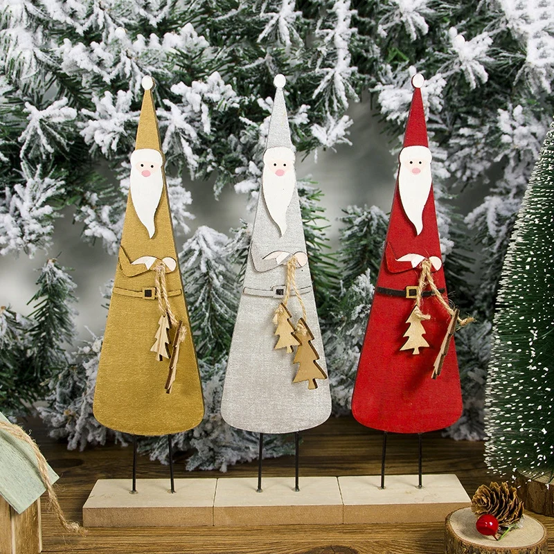 

Christmas Desktop Ornaments 3D Wooen Standing Santa Claus Figurine Holiday Home Decorations Adornos De Navidad Christmas Decor