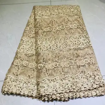 

Champagne New Version African Lace Fabric High Quality French Milk Lace Fabric Nigerian Milk Silk Lace Fabric Dress