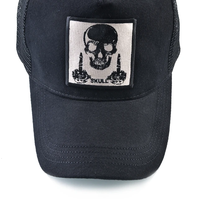 Von Dutch Trucker Hat Two Patch Mens Blue Brown Skull Snapback