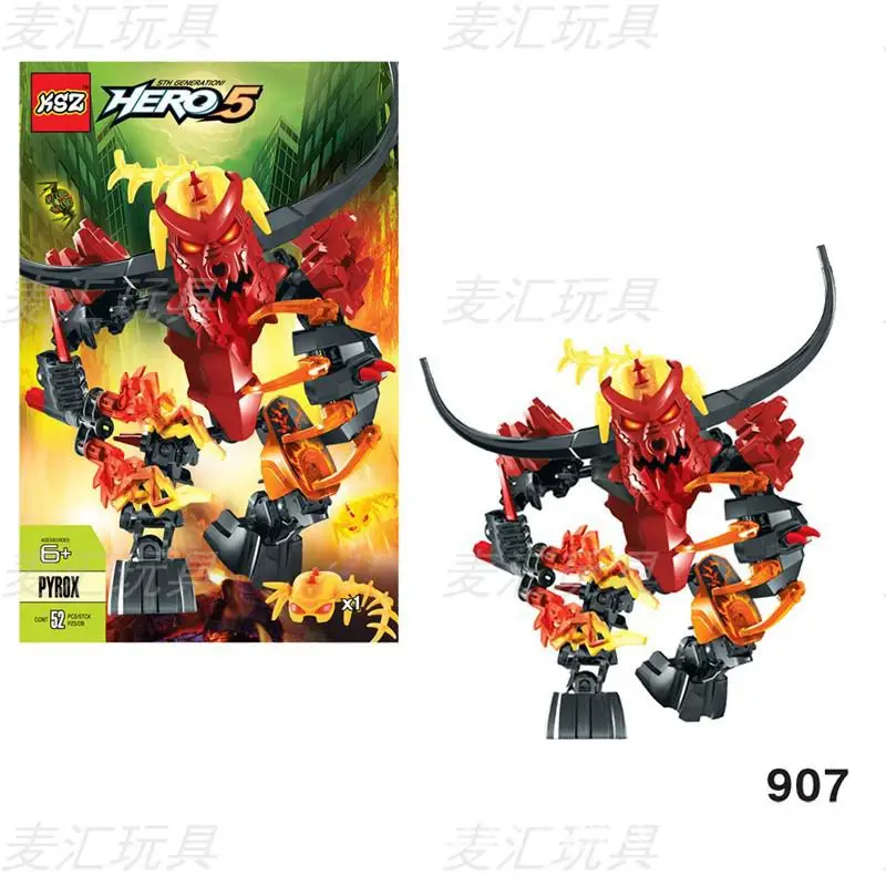 Мстители Bionicle Hero Factory Scarox бруизатор Ogrum Pyrox робот строительный игрушечный конструктор для детей, совместимый с - Цвет: 907  no box