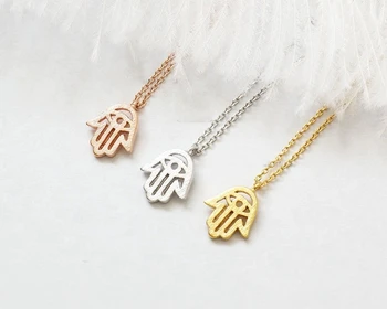 

Evil Eye Hand of Fatima Necklace Khamsa Chamsa Hamsa Necklace Rock Roll Gestures Palm Pendant Chain Necklaces for Women