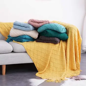 

28Nordic Knitted Throw Thread Sofa Blanket on the Bed Sofa Plaid Travel TV Multifunction Nap Blankets Soft Mantas Bedspread