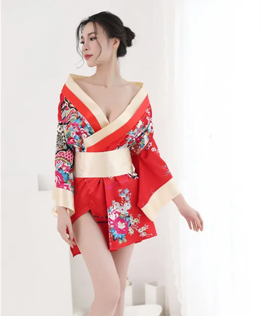 Красное японское кимоно Тайваньская Униформа соблазнительное Сексуальное белье японское кимоно Косплей Костюм