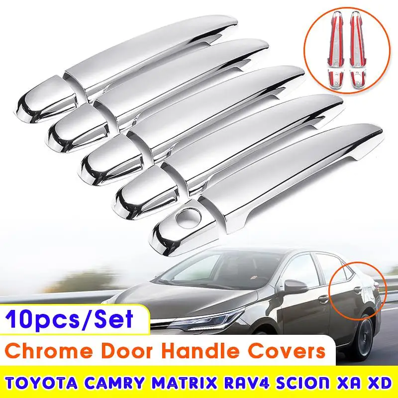 10 шт. ABS Наружная ручка двери автомобиля накладка наклейка для Toyota Camry Corolla Highlander Matr RAV4 Yaris Prius Scion Стайлинг