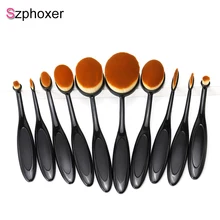 10pcs Toothbrush Type Makeup Brushes Szphoxer Portable Professional Cosmetic Foundation Blending Brush for Face Beauty Tools