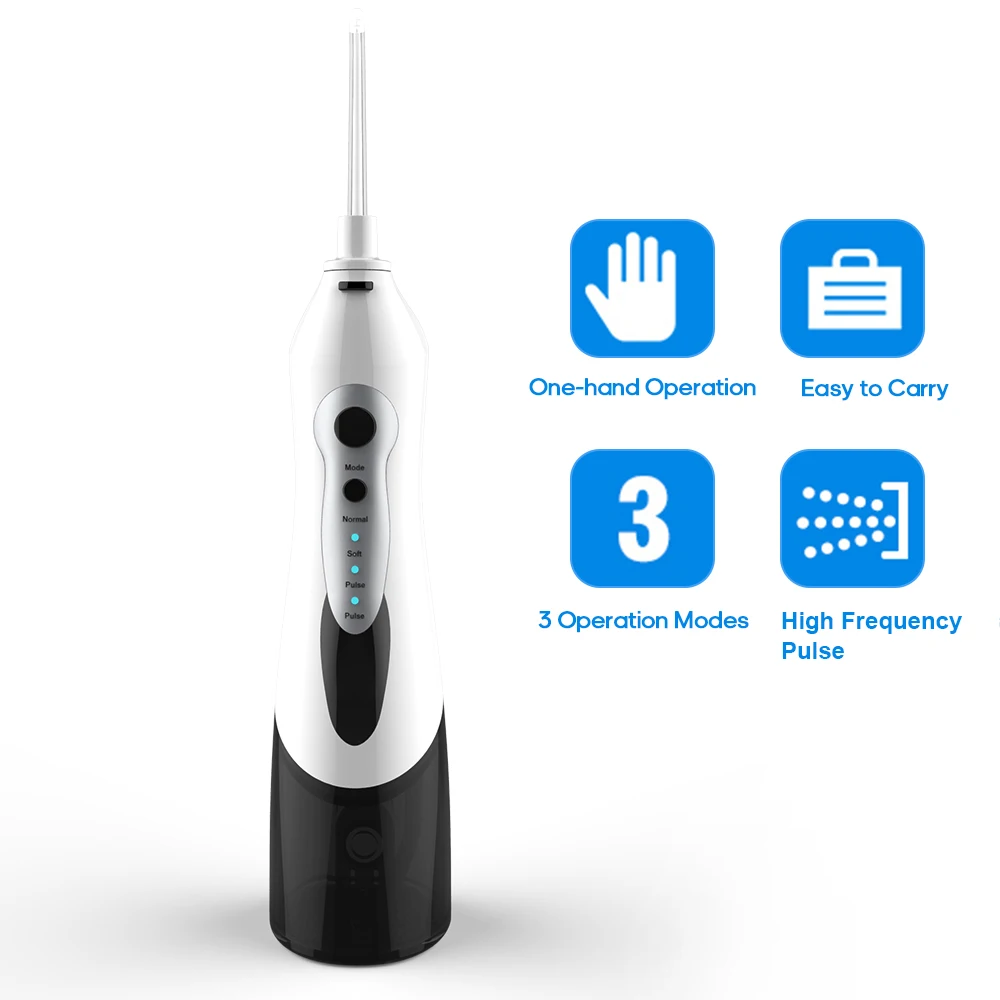 Портативный очиститель для зубов, средство для удаления полости рта, Электрический ирригатор для полости рта, USB перезаряжаемая электрическая зубная щетка - Цвет: Black