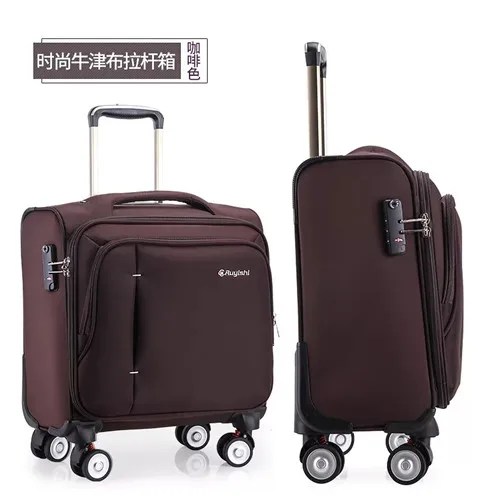 KLQDZMS чемодан на колесиках для путешествий 18 дюймов для мужчин пансион 24 дюймов Дорожный чемодан Оксфорд прокатки багажа - Цвет: Brown-2
