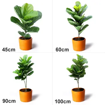 

Artificial Plants Ficus Lyrata Plastic Green Leaves Potted Plant Home Wedding Party DIY Ornament Home Decoration Event Supplies