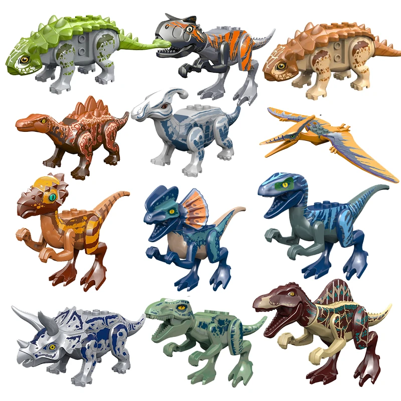 Single Sale Jurassic Dinosaur Animal World Ankylosaurus Tyrannosaurus  Stocking Gift DIY Model Building Blocks Bricks Toys|Giá Để Dao| - AliExpress