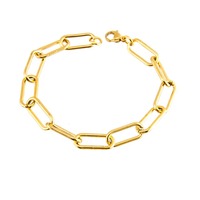 Серебряный/золотой браслет из нержавеющей стали для женщин мужчин металлический сверхпрочный цепной замок цепи браслеты - Окраска металла: gold