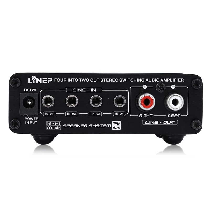 Lynepauaio Audio Switcher 4 Input And 2 Output Audio Switch With Signal Amplification Volume Adjustment And Switch Function(Us P