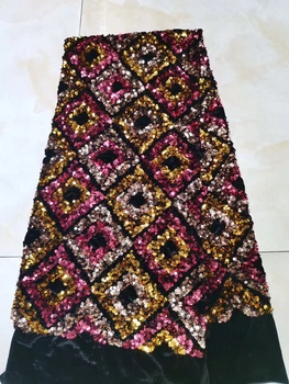 

The latest African lace fabric 2020 high quality lace French sequins mesh lace fabric embroidered tulle lace dress HS34451
