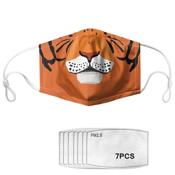 

Dust Protective Mask for Adult Kids Mouth Face Mask Cartoon Washable Reusable Mundschutz Non-disposable Tiger Half Face Unisex