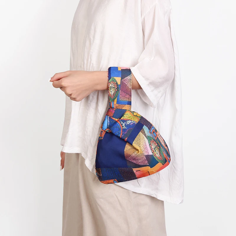 Japanese Mini Portable Knot Wrist Bag Women Top Handle Bag Simple Purses Handbags Waterproof Shopping Bag Phone Key Pouch 1