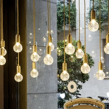 

Modern Simple Creative Pineapple Ball Pendant Lamp Nordic Crystal LED Home Decorate Kitchen Coffee Shop Hanging Light Fixtures