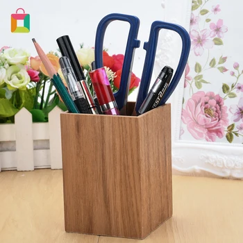 

New Walnut Veneer MDF Wood Pen Holder Makeup Brushes Tools Cup Holder Case Office Desktop Storage Case 10*7*7cm Cozy