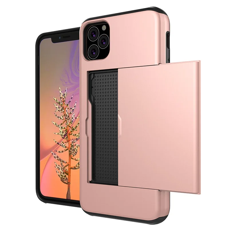 100 шт Роскошный Гибридный PC+ TPU бронированные чехлы для iPhone 11 Pro Max XS XR X 8 7 6 6S Plus 5 5S противоударный кредитный держатель для карт