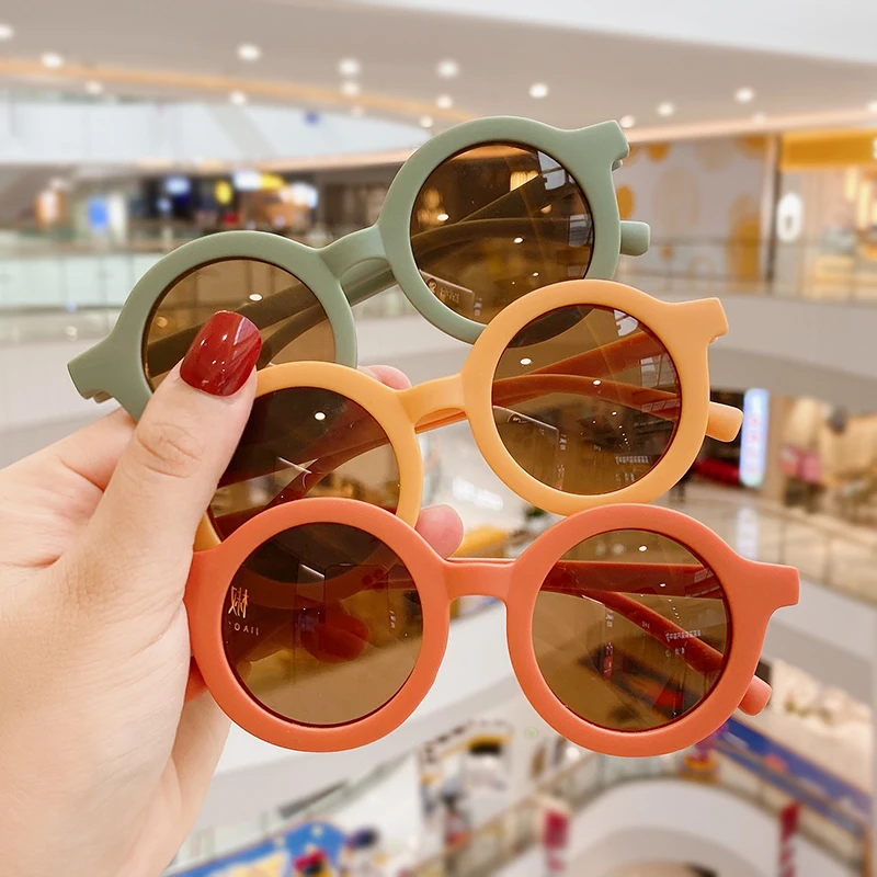 New Children Kids Colors Round Polarized UV Sunglasses Leopard Solid Boy Girls Lovely Eyeglasses Cute Baby Shades Eyewear