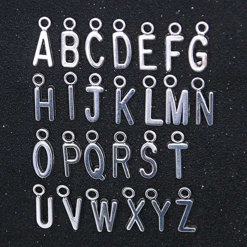 

26Pcs 7X17MM Antique Silver English Letter A-Z Metal Zinc Alloy Charms Pendant DIY Jewelry Necklaces Bracelets Bags Material